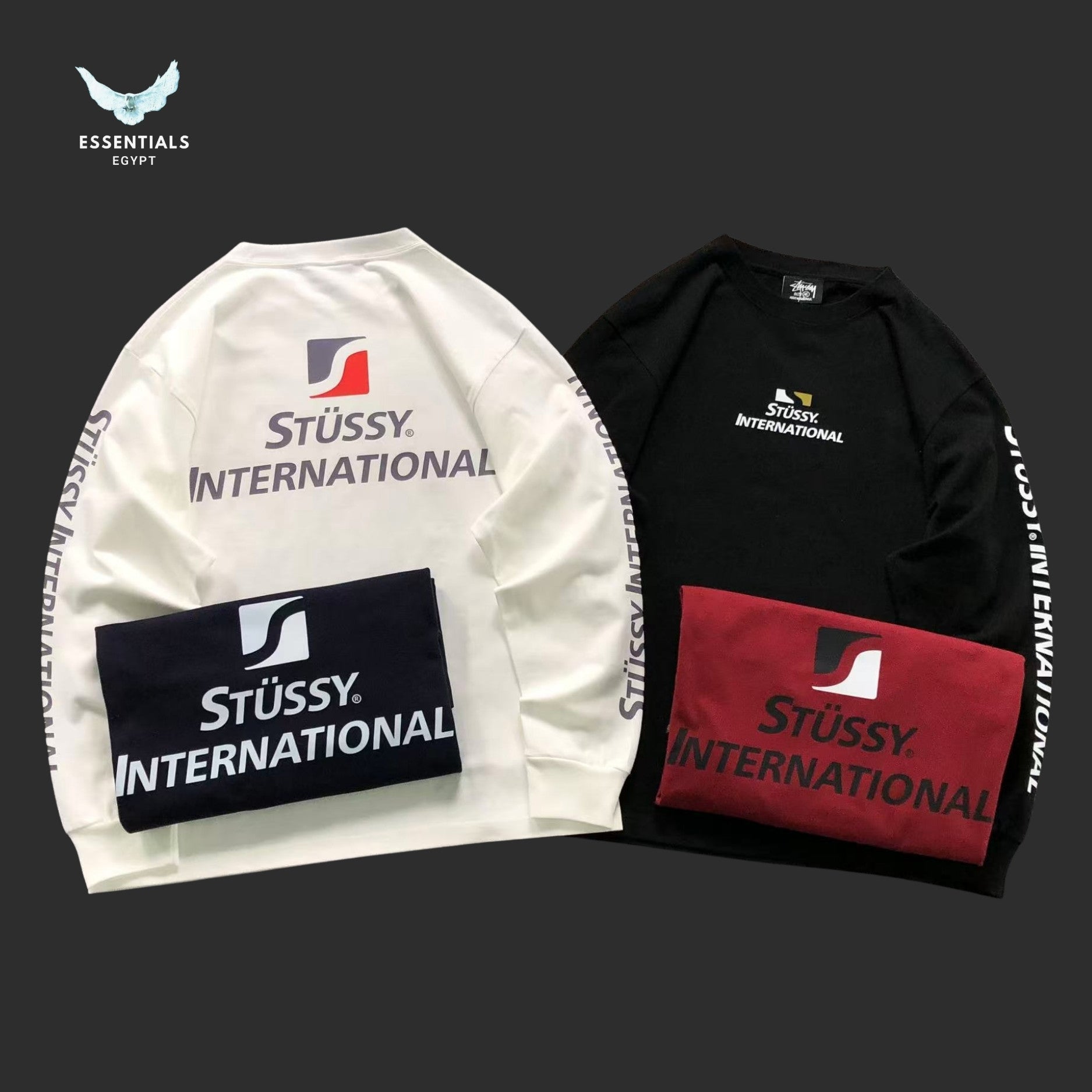 Stussy International long-sleeve tee in white with large back logo