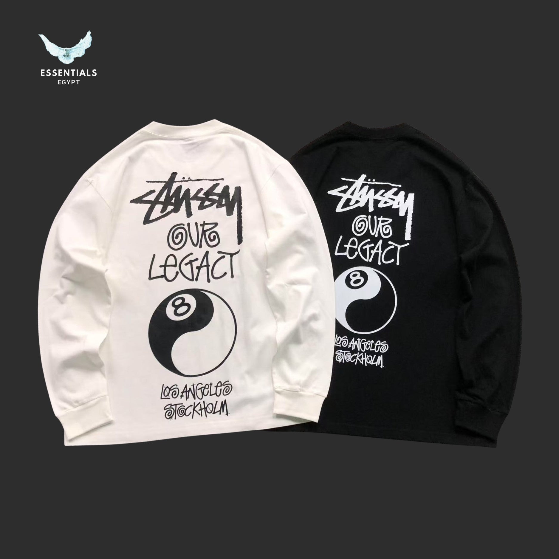 Stussy x Our Legacy Work Shop 8 Ball Yin Yang Pigment Dyed Sweatshirt