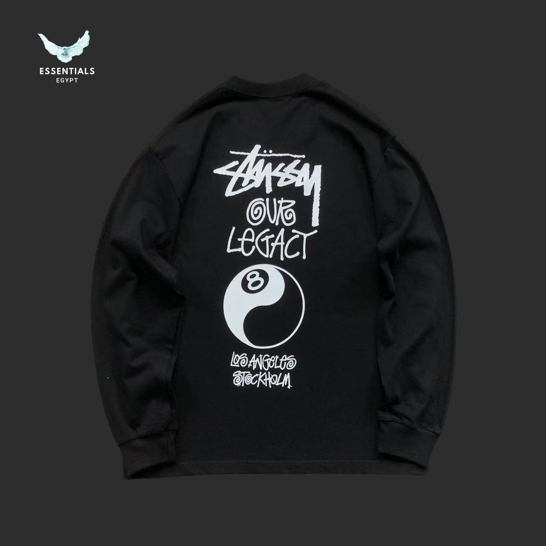 Stussy x Our Legacy Work Shop 8 Ball Yin Yang Pigment Dyed Sweatshirt