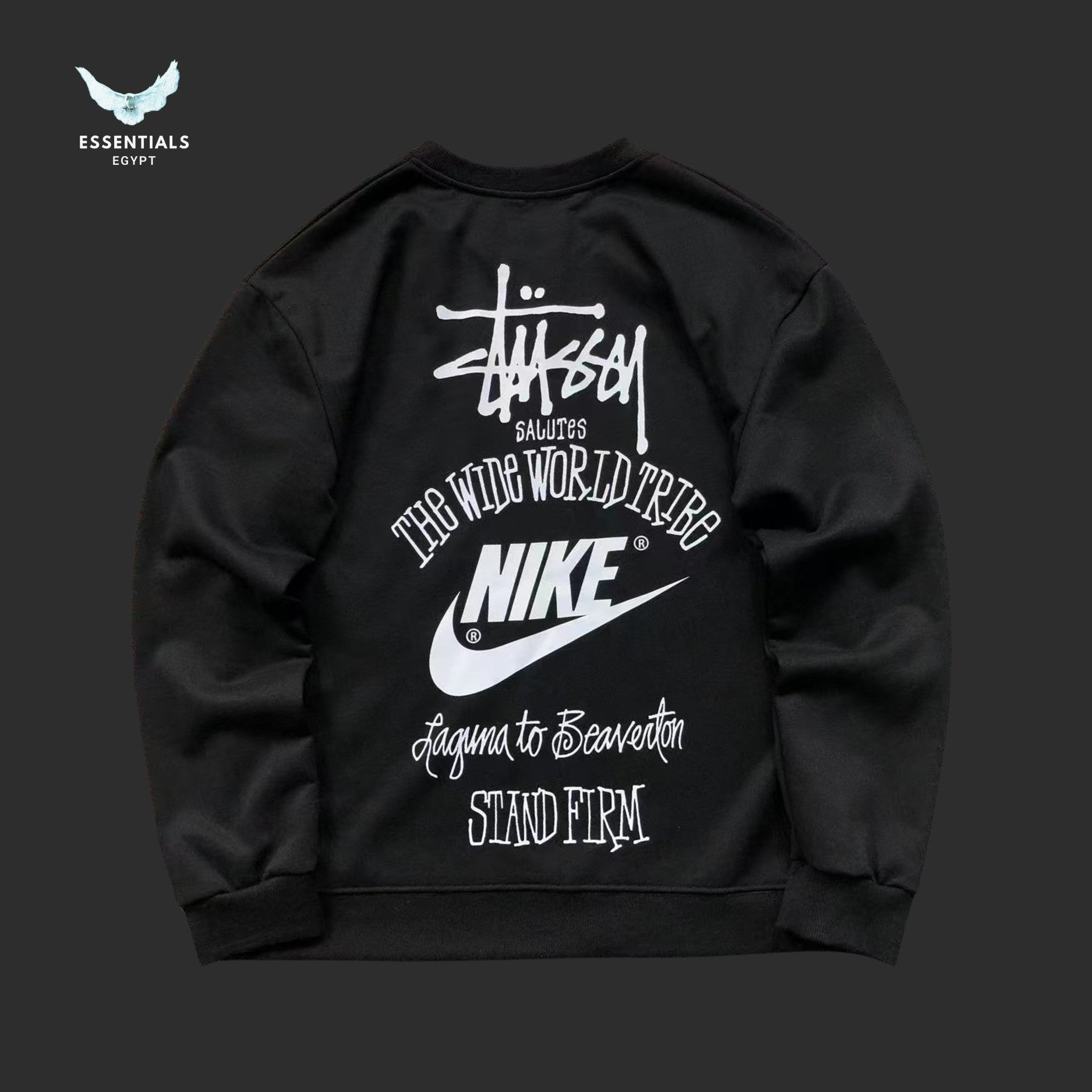 Stussy x Nike crewneck sweatshirt in red with oversized logo graphic
