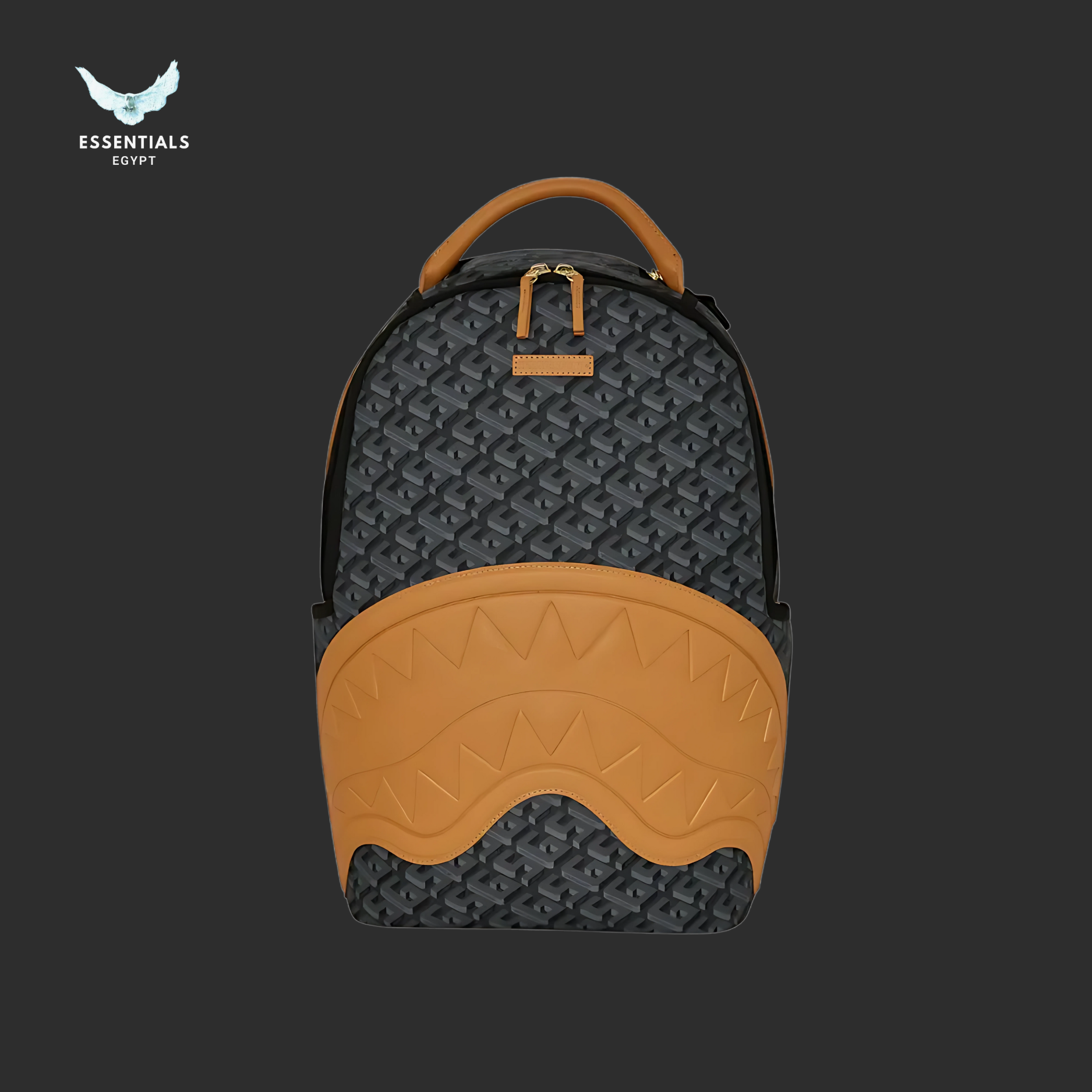 Sprayground Backpack – Brown Monogram Shark - ESSENTIALS EGYPT
