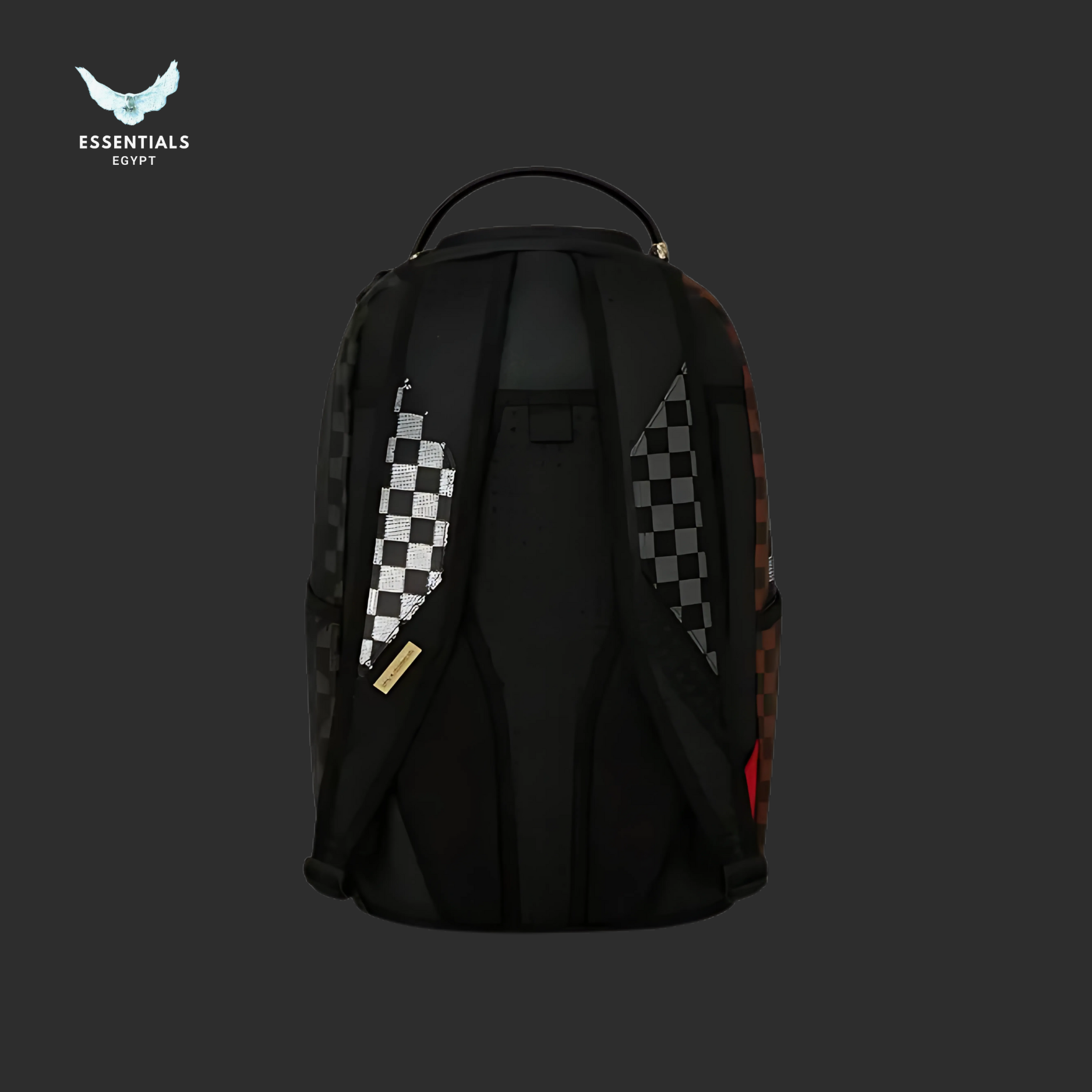 Sprayground Backpack – Gold Checker Shark - ESSENTIALS EGYPT