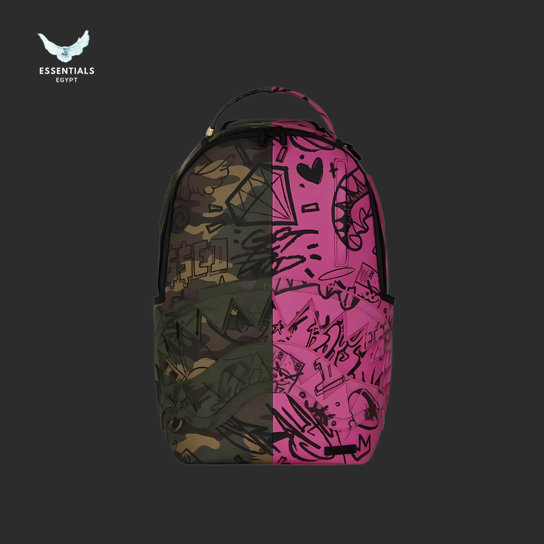 Sprayground Backpack – Split Camo Pink Shark - ESSENTIALS EGYPT
