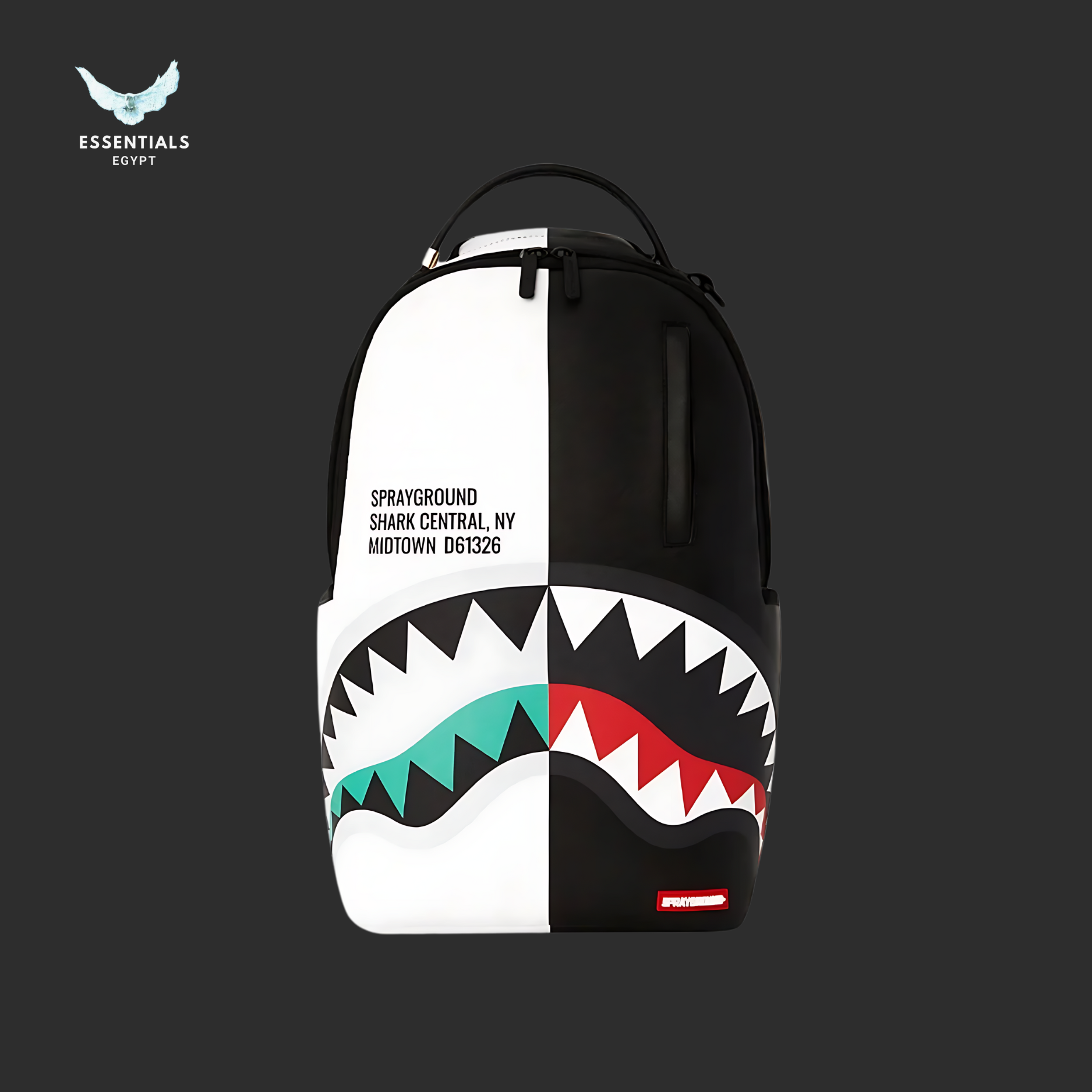 Sprayground Shark Central, NY Midtown D61326 Backpack (White-Black)