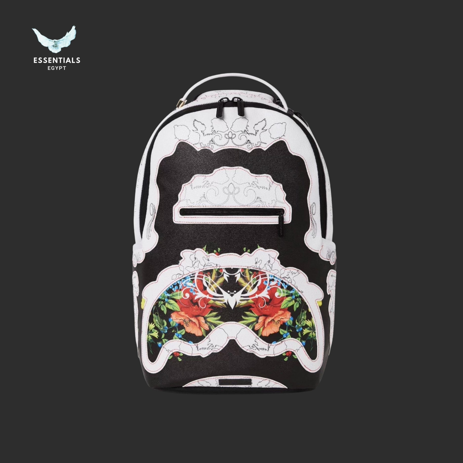 Sprayground Backpack — Baroque Frame with Floral Shark Mouth