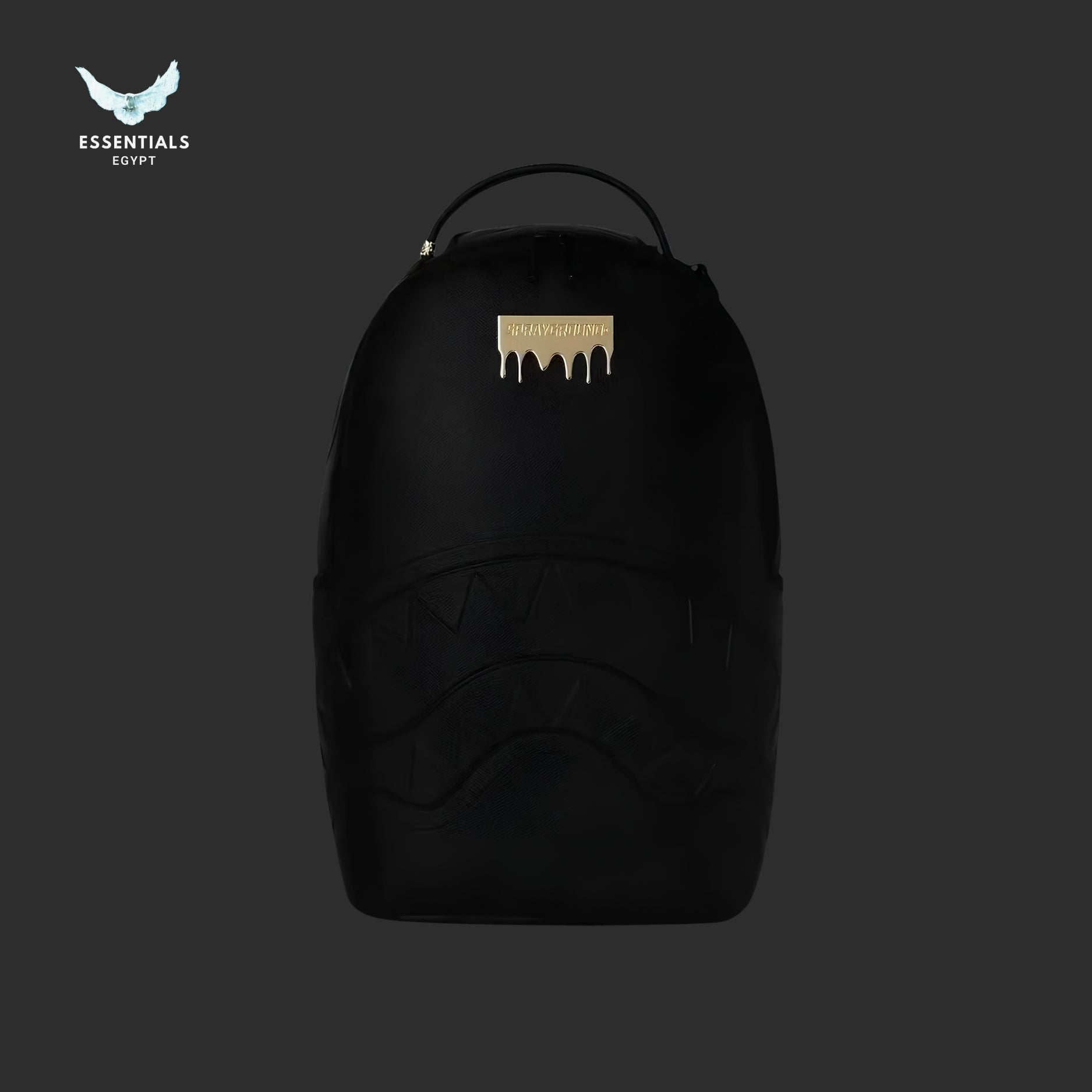 Sprayground Black Backpack — Gold Drip Logo Plate