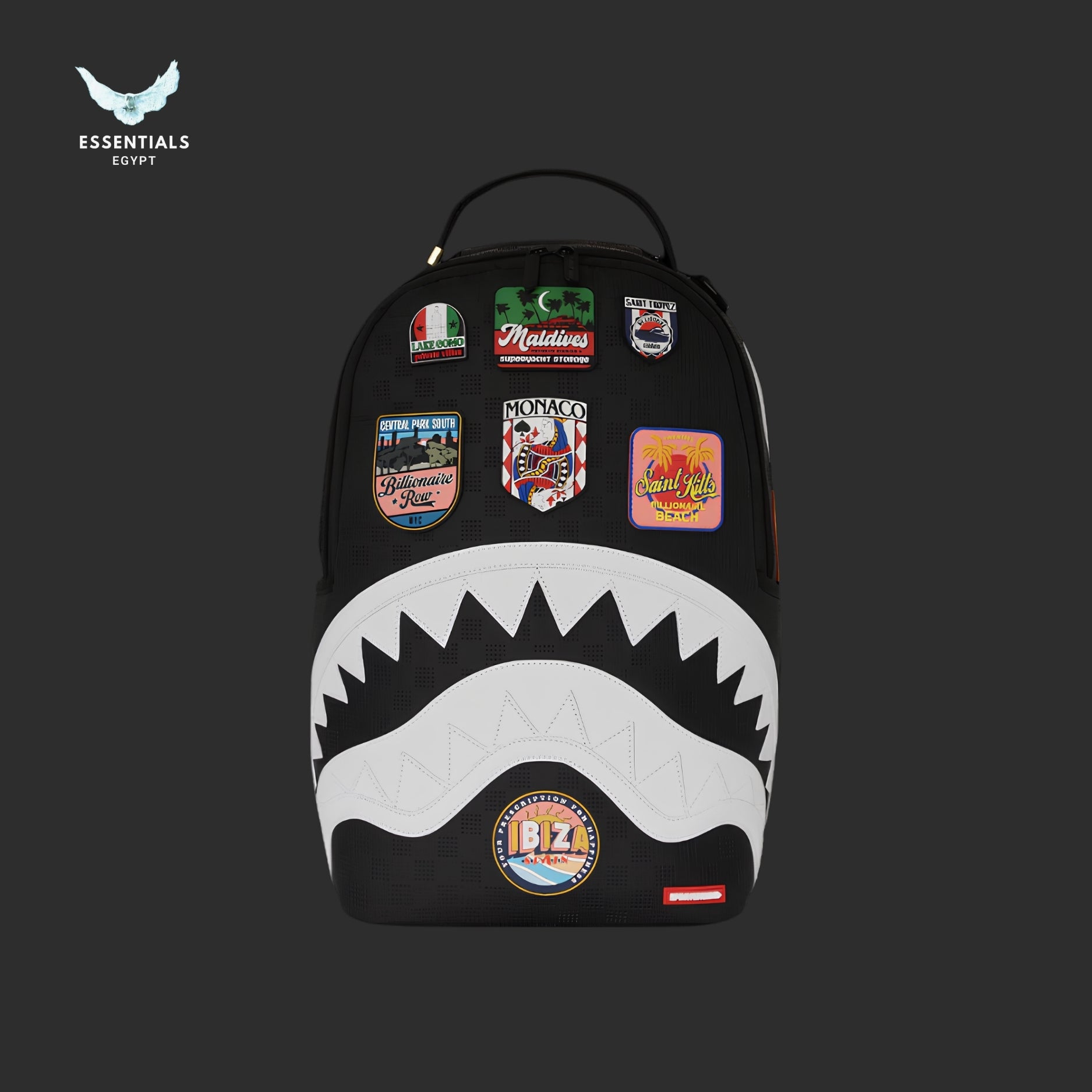 Sprayground Black Backpack — Luxury Destination Patches