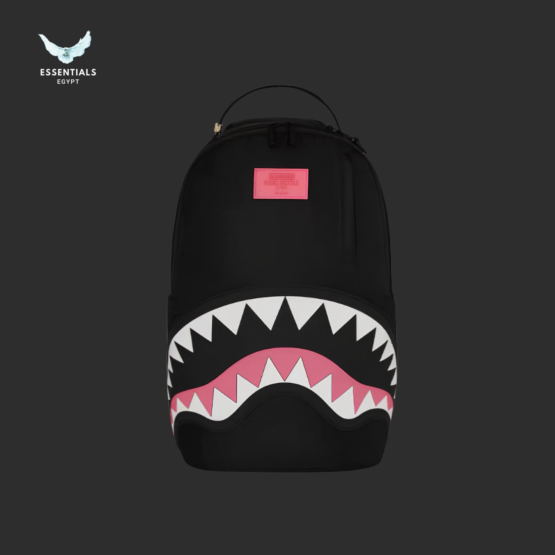 Sprayground Black Backpack — Pink Shark Mouth