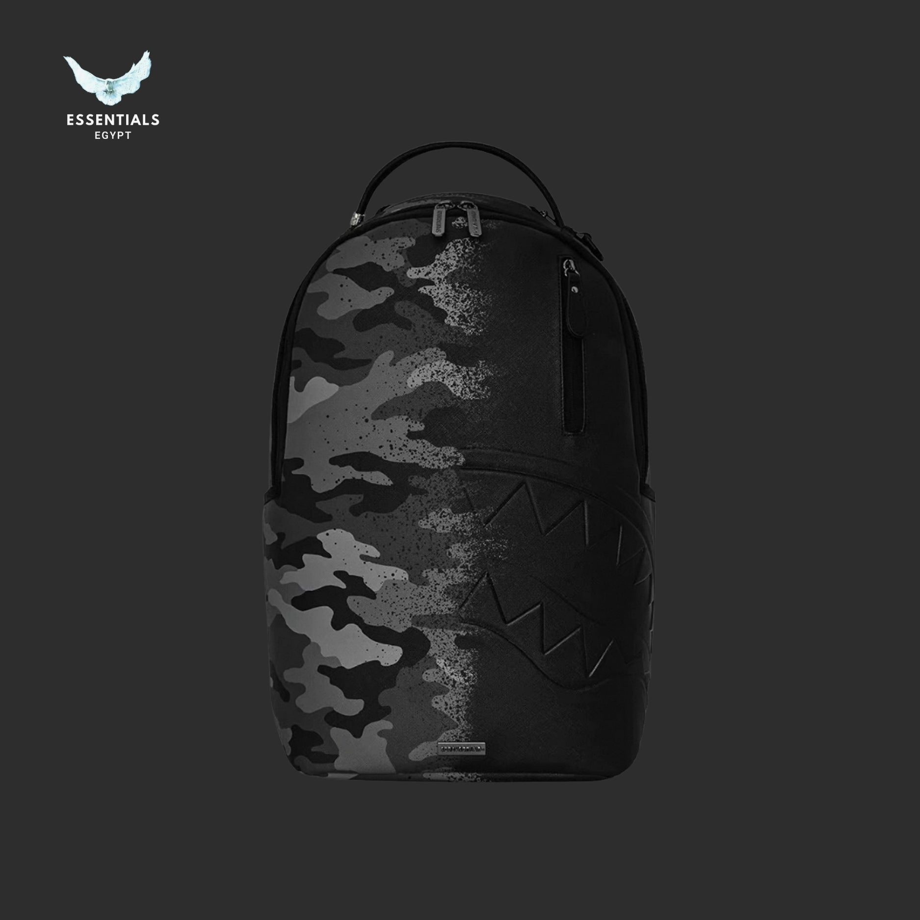Sprayground Black Camo Backpack — Fade Shark Mouth
