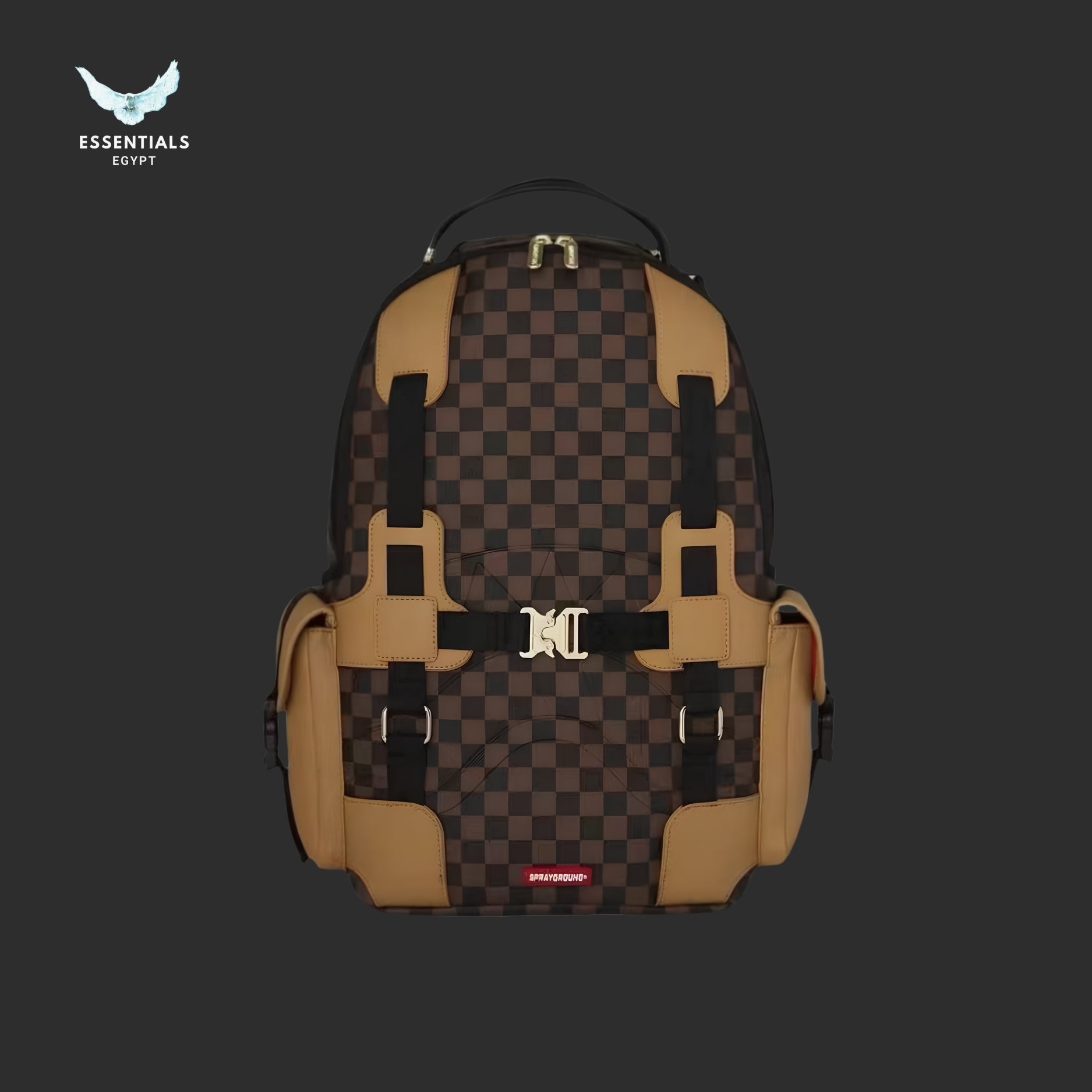 Sprayground Brown Checkered Utility Backpack