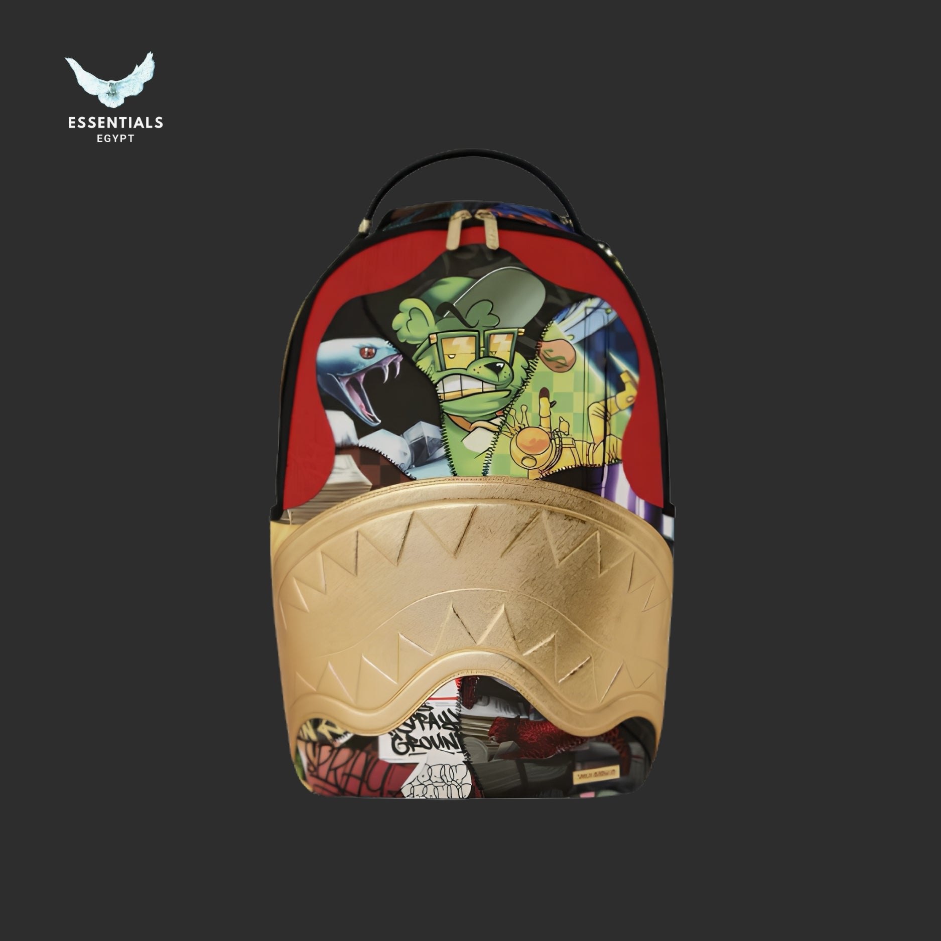 Sprayground Gold Shark Mouth Backpack