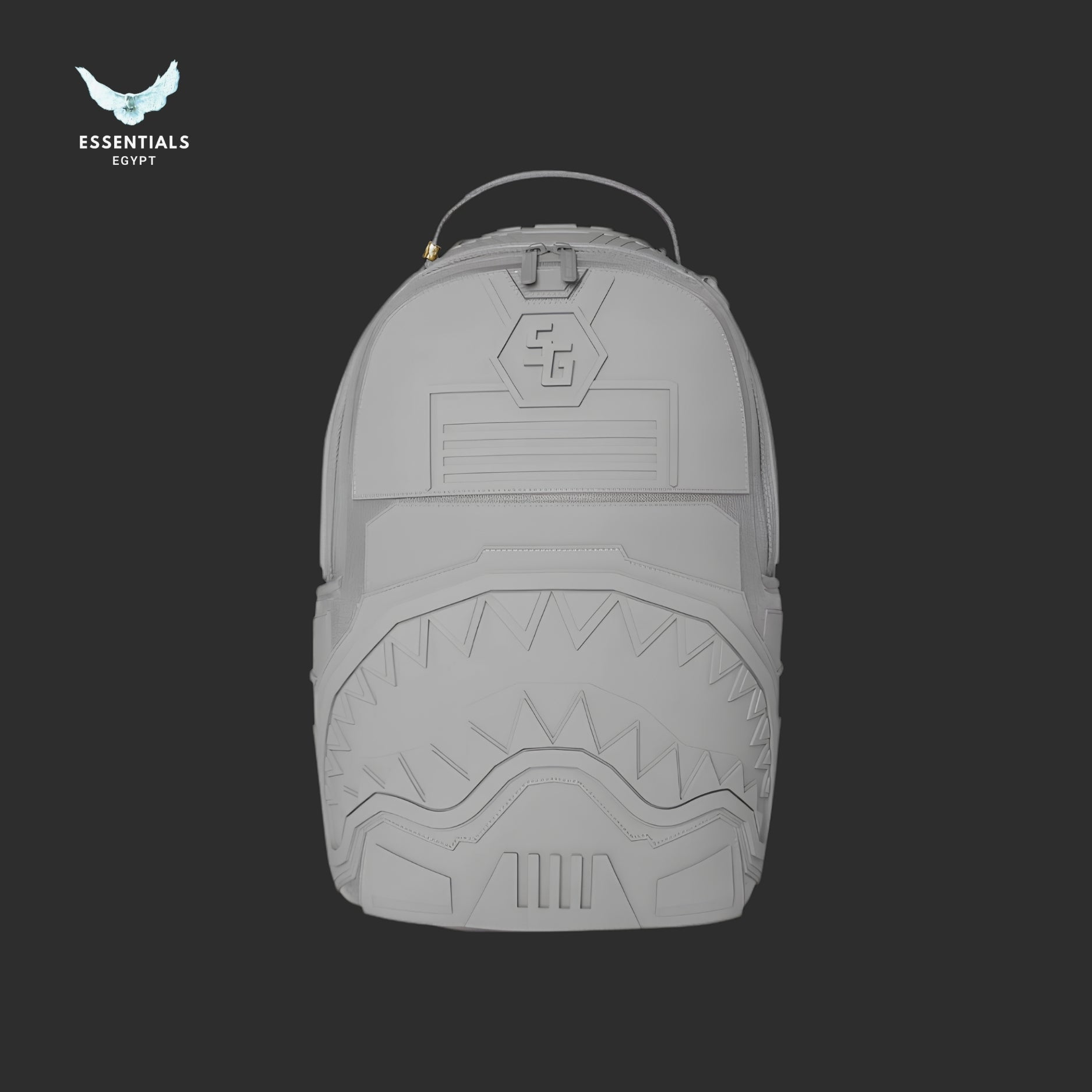 Sprayground Grey Backpack — Sculpted Armour Emboss with SG Emblem