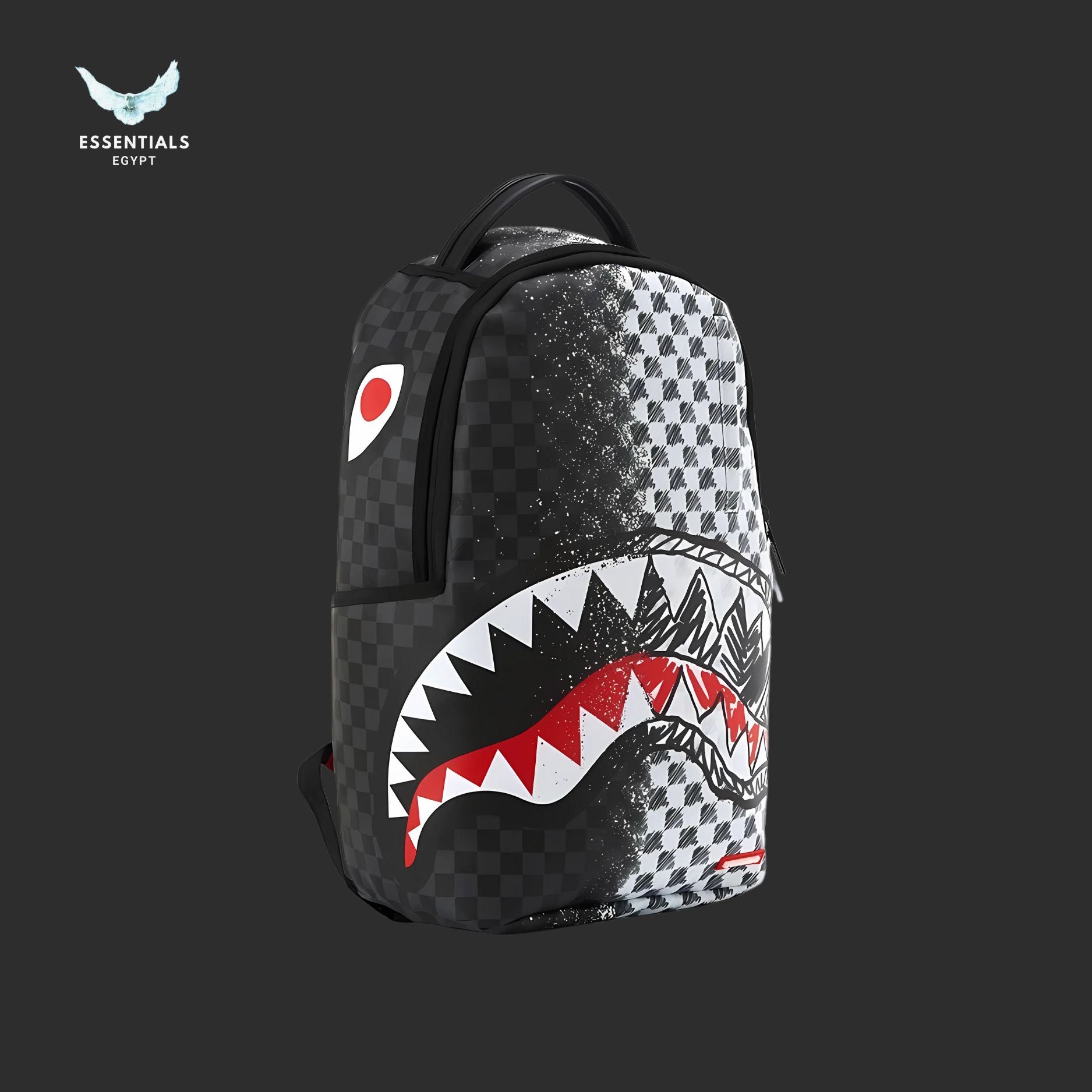 Sprayground Backpack – Black & White Checker Shark - ESSENTIALS EGYPT