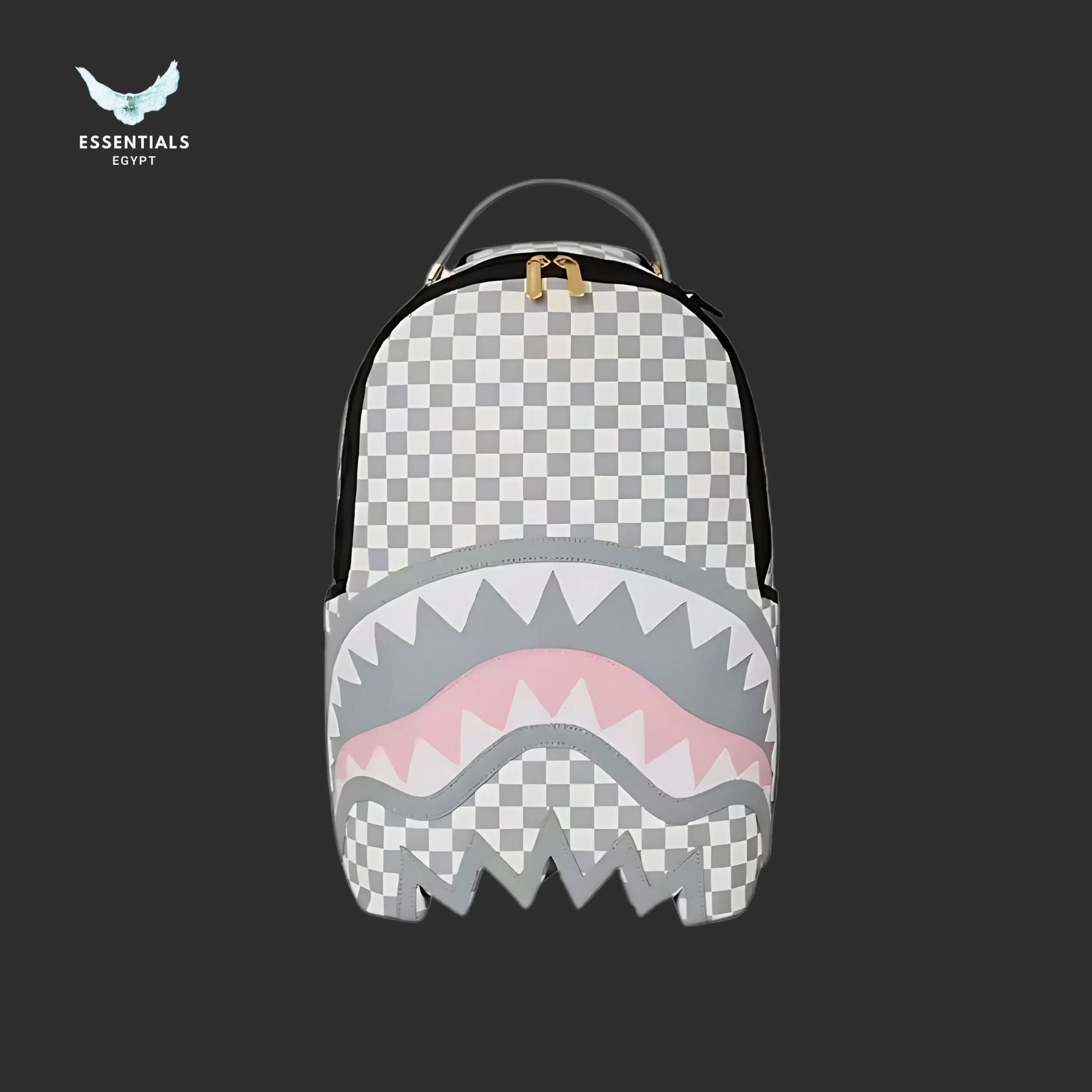 Sprayground Backpack – Grey Checker Shark - ESSENTIALS EGYPT