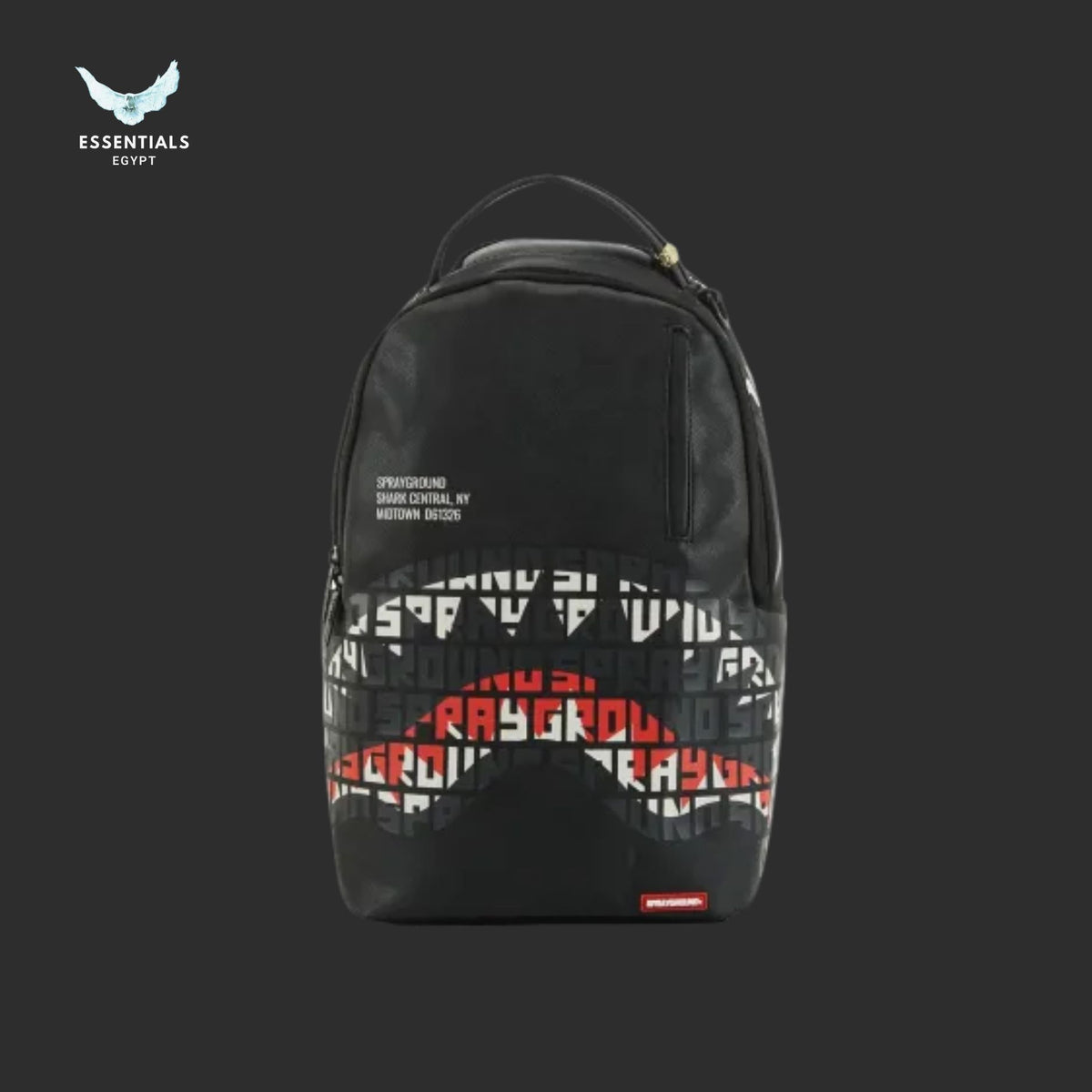 Sprayground Red Logo Shark Black Backpack Egypt | Essentials EG