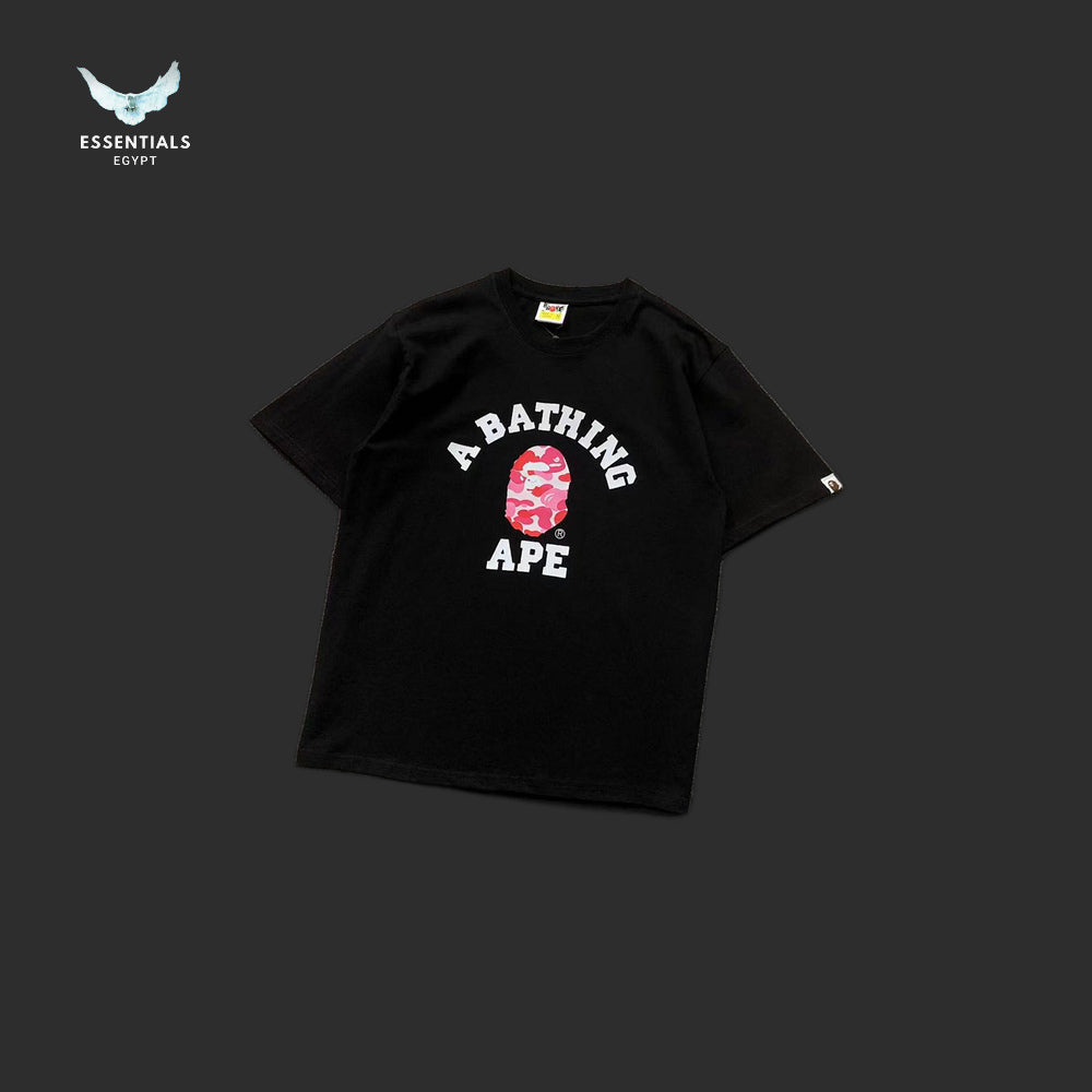 BAPE A Bathing Ape Camo College T-Shirt - Black/Pink - front