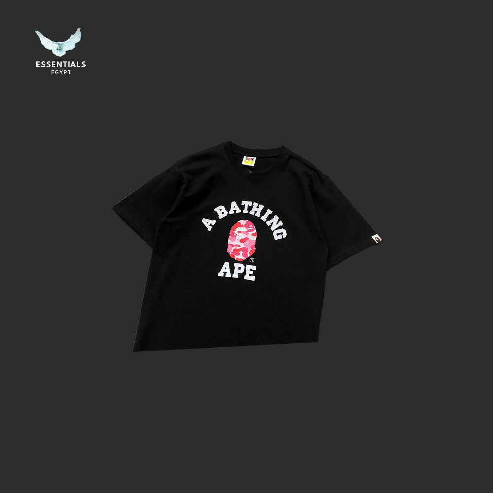 BAPE A Bathing Ape Camo College T-Shirt - Black/Pink - detail