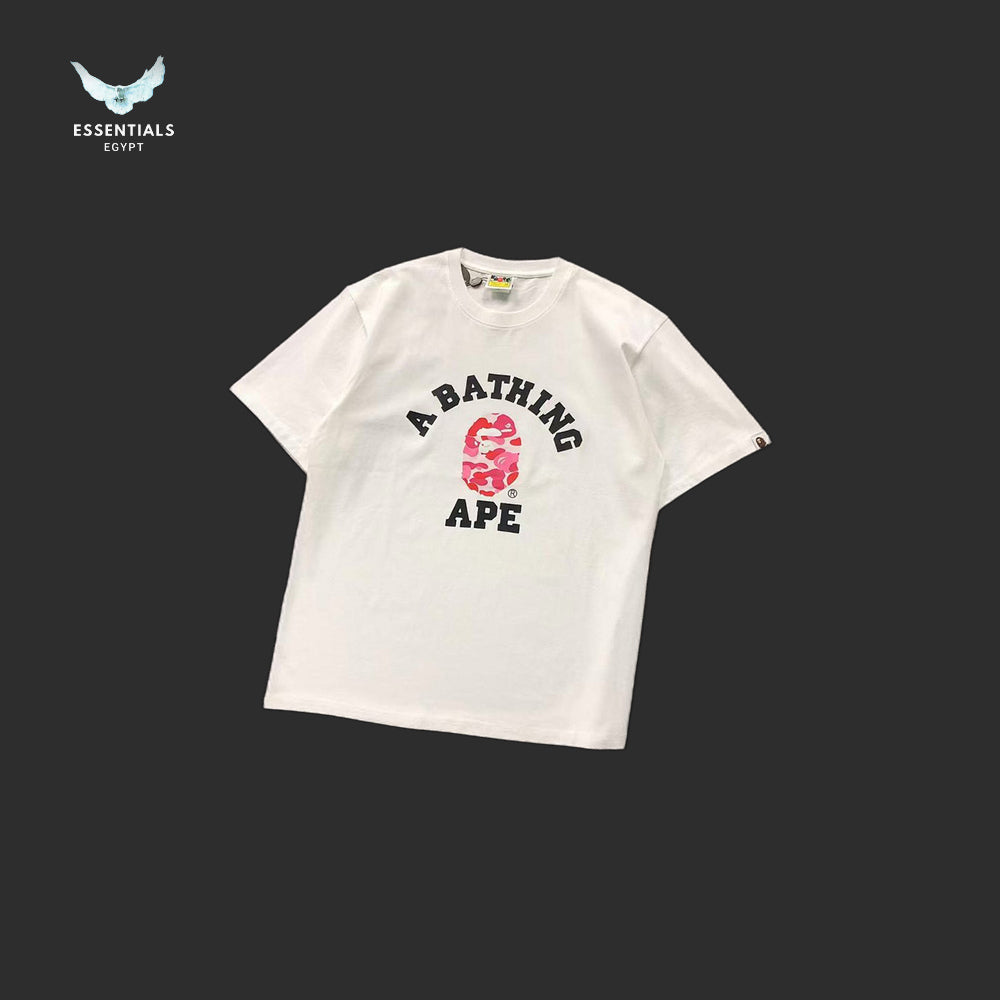 BAPE A Bathing Ape Camo College T-Shirt - White/Pink - front