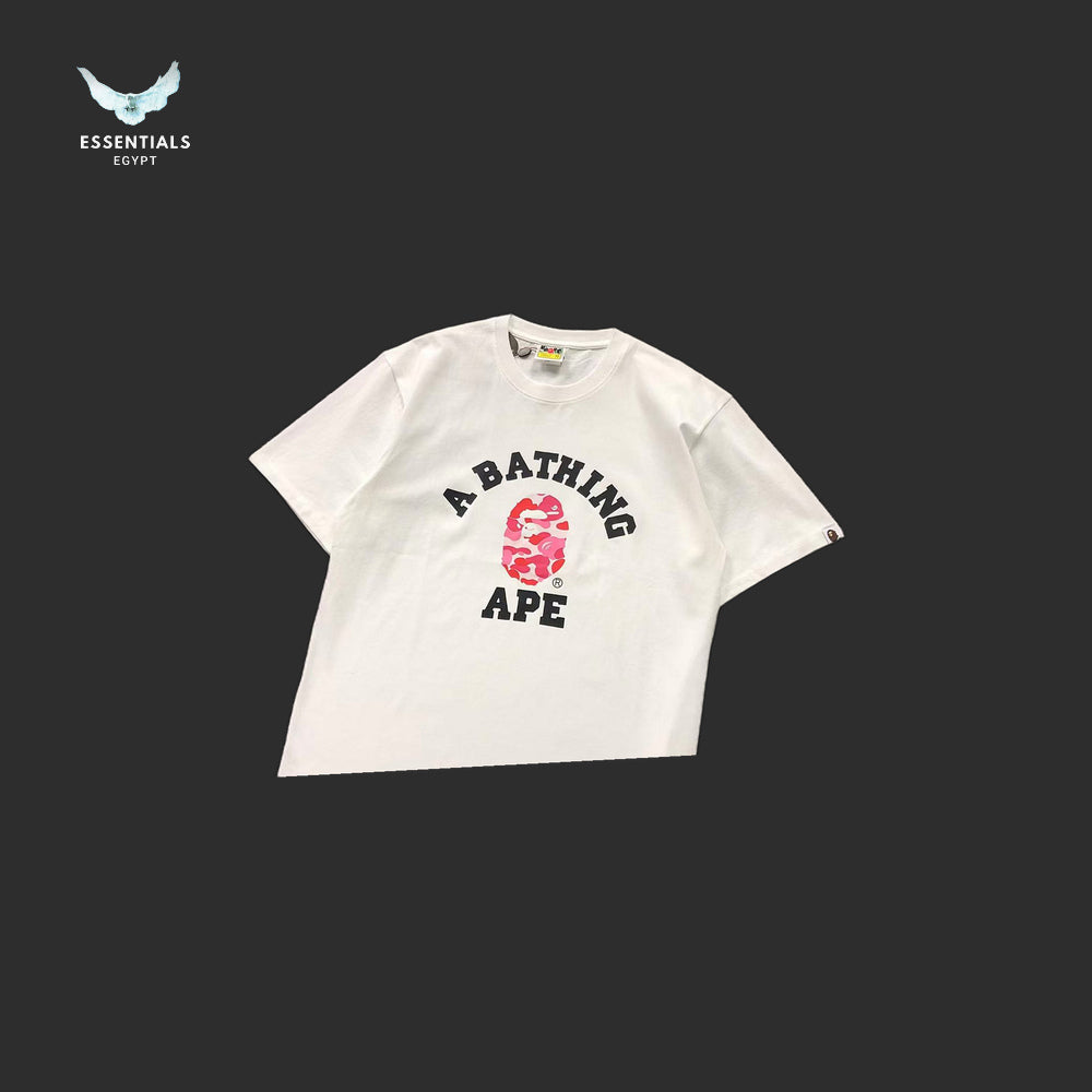 BAPE A Bathing Ape Camo College T-Shirt - White/Pink - detail